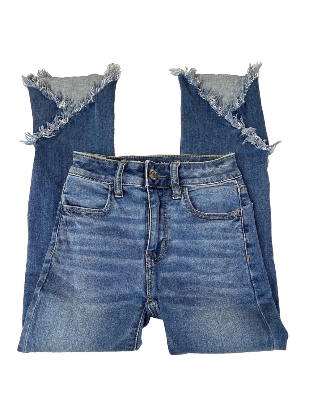 American Eagle Women’s Jeans 00 SHORT Hi Rise Jegging Crop Raw Hem Stretch #1663